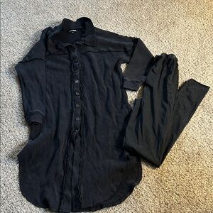 Fashion Nova Black Ribbed Shirt